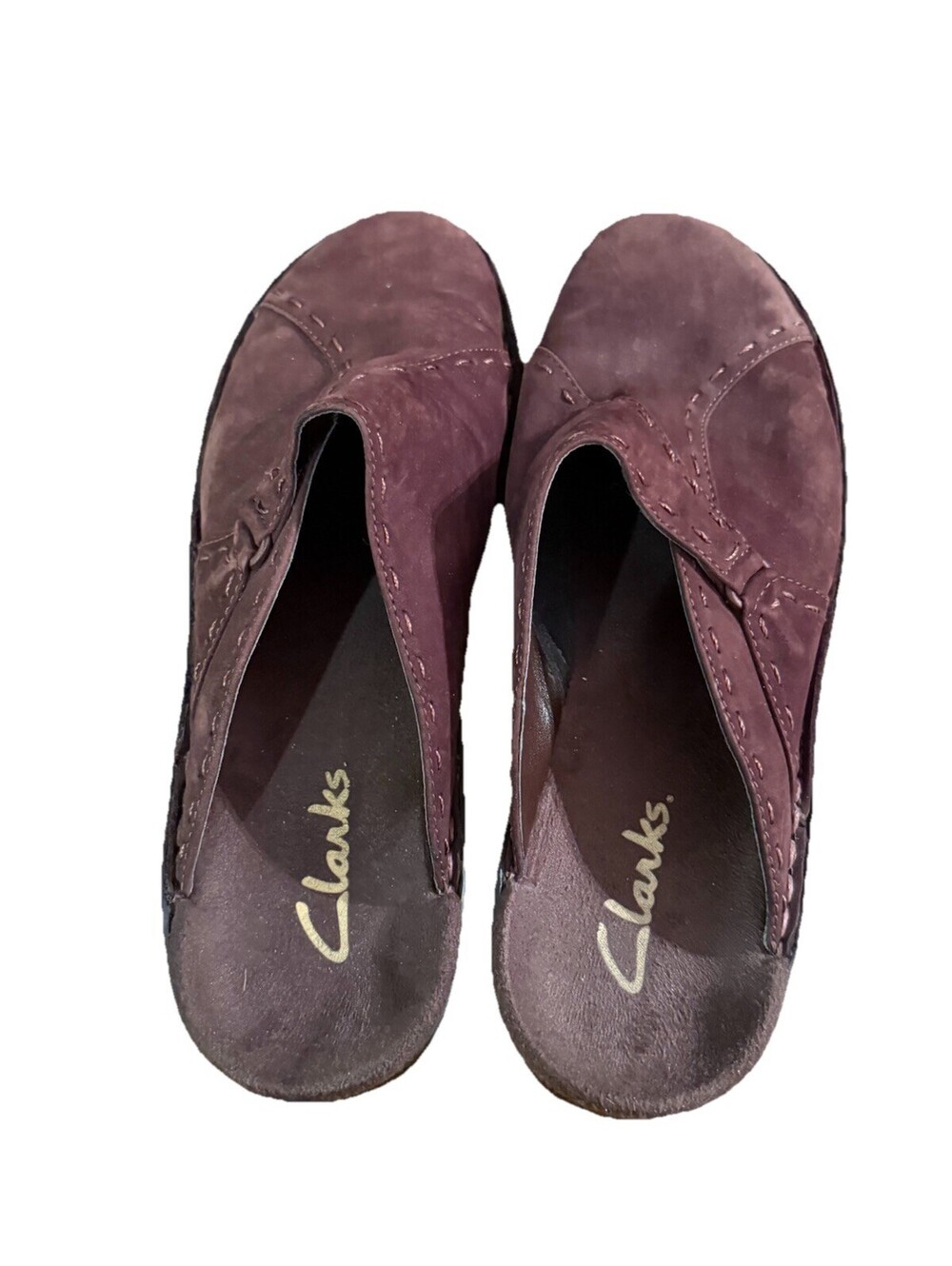 Clark’s Vintage Suede Comfort Mules Chocolate Brown Size 8M